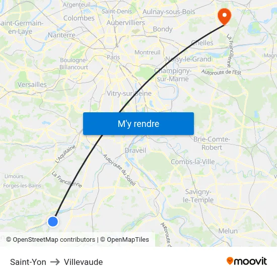 Saint-Yon to Villevaude map