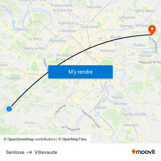 Senlisse to Villevaude map