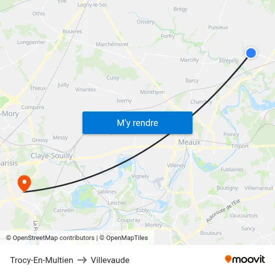 Trocy-En-Multien to Villevaude map