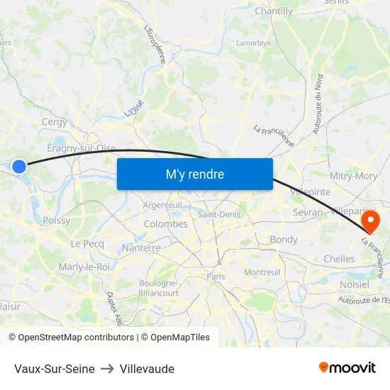 Vaux-Sur-Seine to Villevaude map
