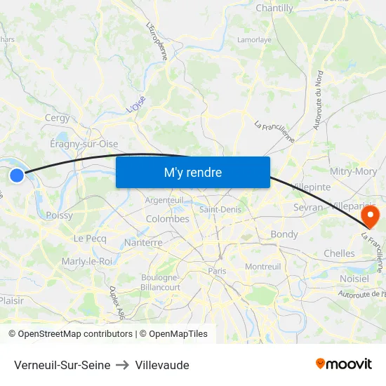 Verneuil-Sur-Seine to Villevaude map