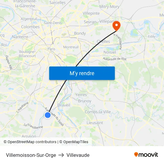 Villemoisson-Sur-Orge to Villevaude map