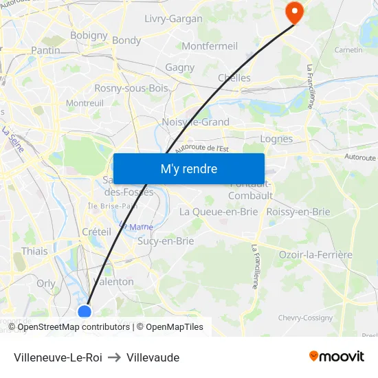 Villeneuve-Le-Roi to Villevaude map