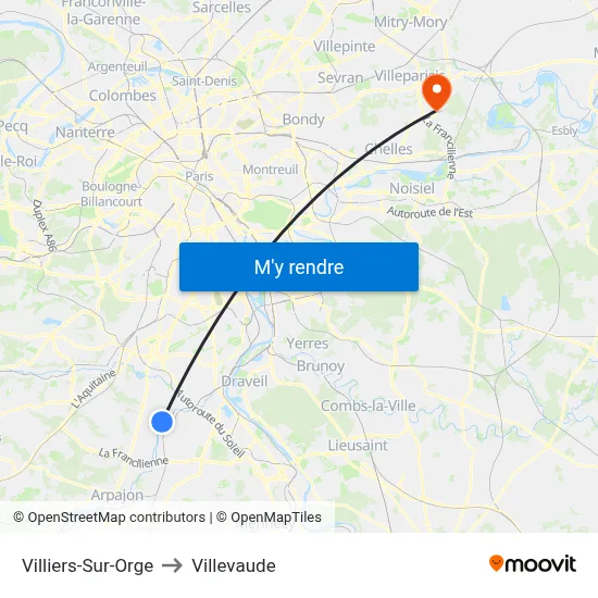 Villiers-Sur-Orge to Villevaude map