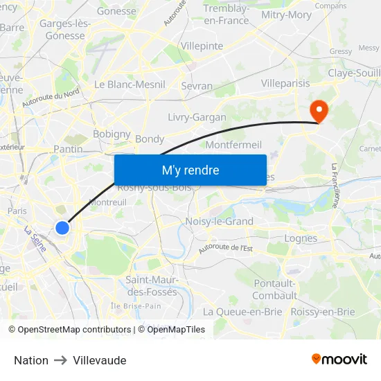 Nation to Villevaude map