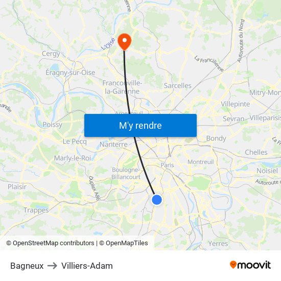 Bagneux to Villiers-Adam map