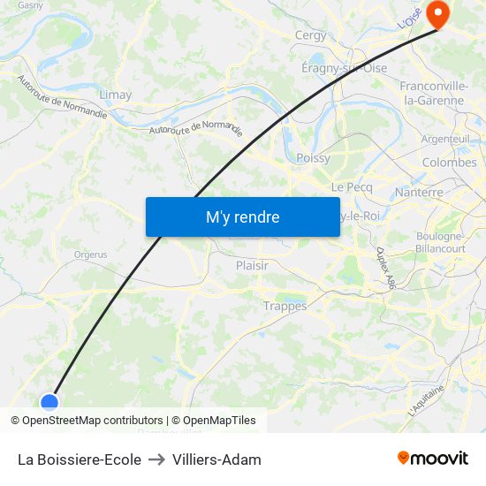 La Boissiere-Ecole to Villiers-Adam map