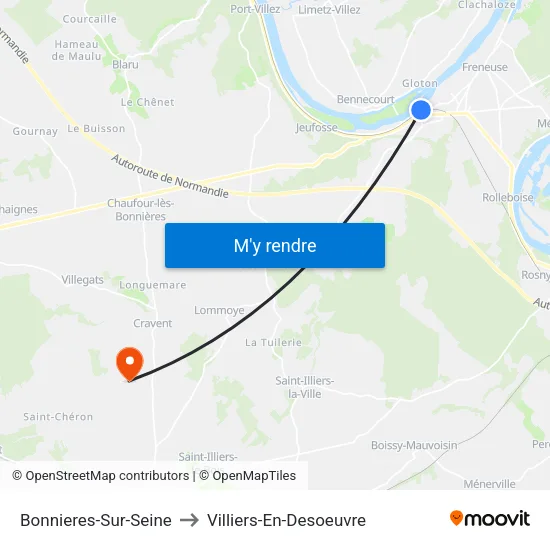 Bonnieres-Sur-Seine to Villiers-En-Desoeuvre map