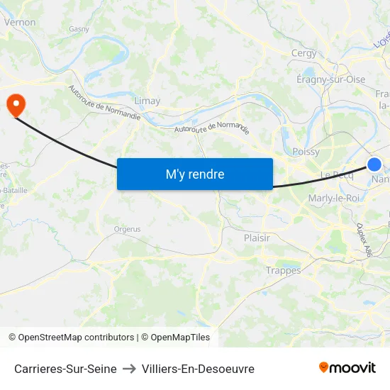 Carrieres-Sur-Seine to Villiers-En-Desoeuvre map