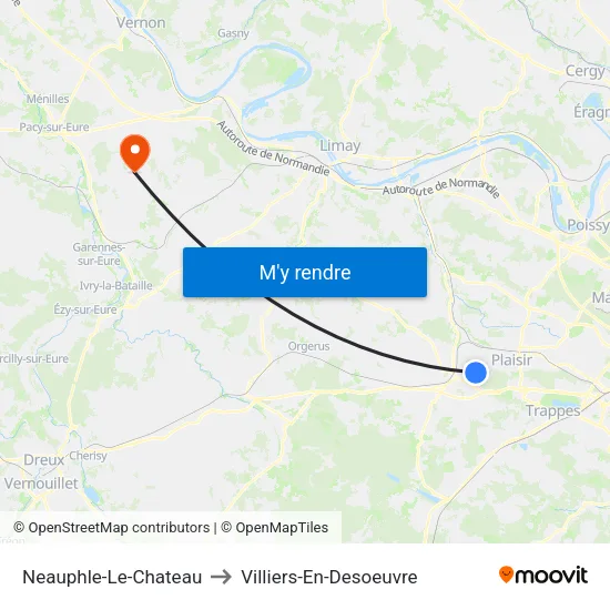 Neauphle-Le-Chateau to Villiers-En-Desoeuvre map