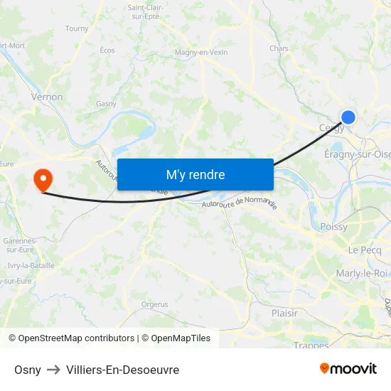 Osny to Villiers-En-Desoeuvre map
