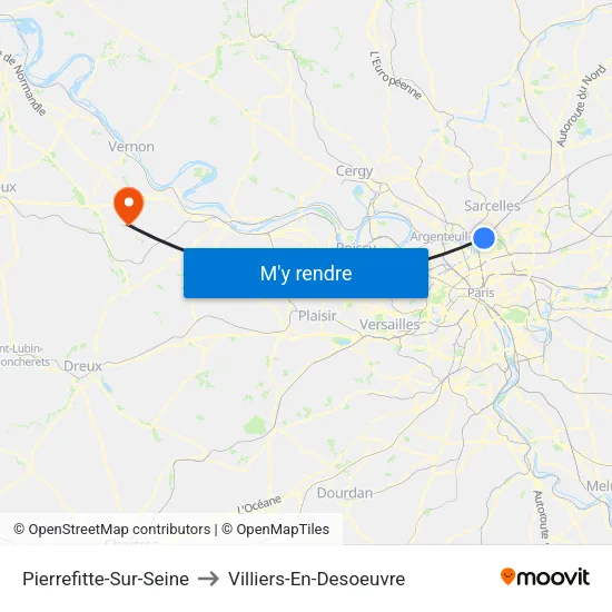 Pierrefitte-Sur-Seine to Villiers-En-Desoeuvre map