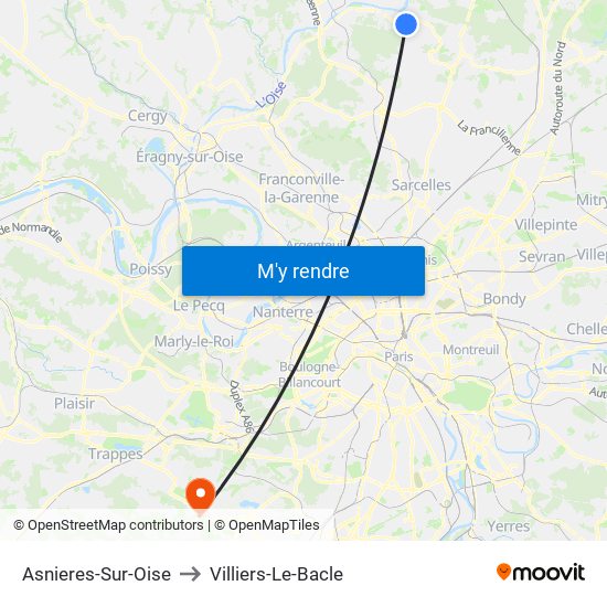 Asnieres-Sur-Oise to Villiers-Le-Bacle map