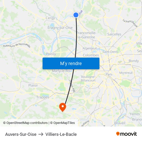 Auvers-Sur-Oise to Villiers-Le-Bacle map