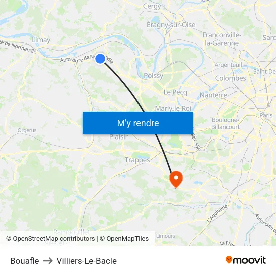 Bouafle to Villiers-Le-Bacle map
