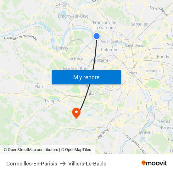 Cormeilles-En-Parisis to Villiers-Le-Bacle map