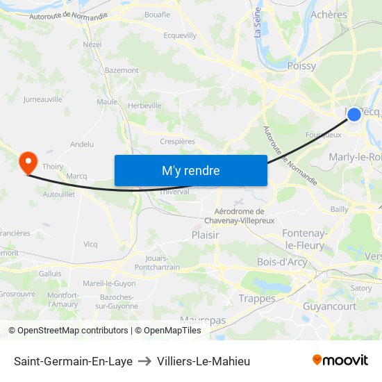 Saint-Germain-En-Laye to Villiers-Le-Mahieu map