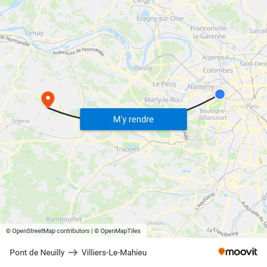 Pont de Neuilly to Villiers-Le-Mahieu map