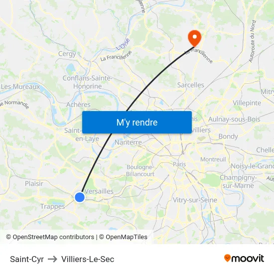 Saint-Cyr to Villiers-Le-Sec map