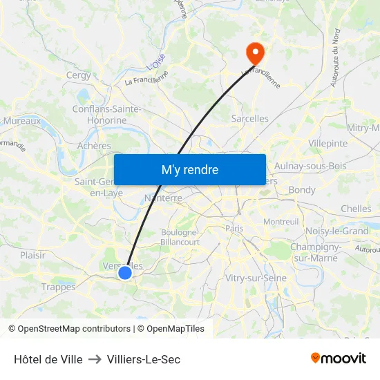 Hôtel de Ville to Villiers-Le-Sec map