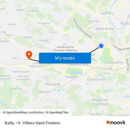 Bailly to Villiers-Saint-Frederic map