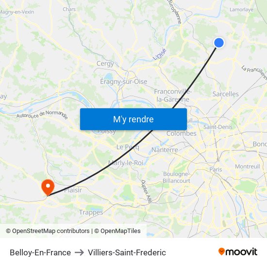 Belloy-En-France to Villiers-Saint-Frederic map