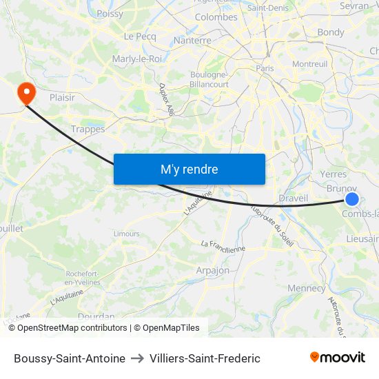 Boussy-Saint-Antoine to Villiers-Saint-Frederic map