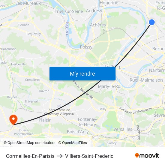 Cormeilles-En-Parisis to Villiers-Saint-Frederic map