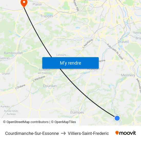 Courdimanche-Sur-Essonne to Villiers-Saint-Frederic map