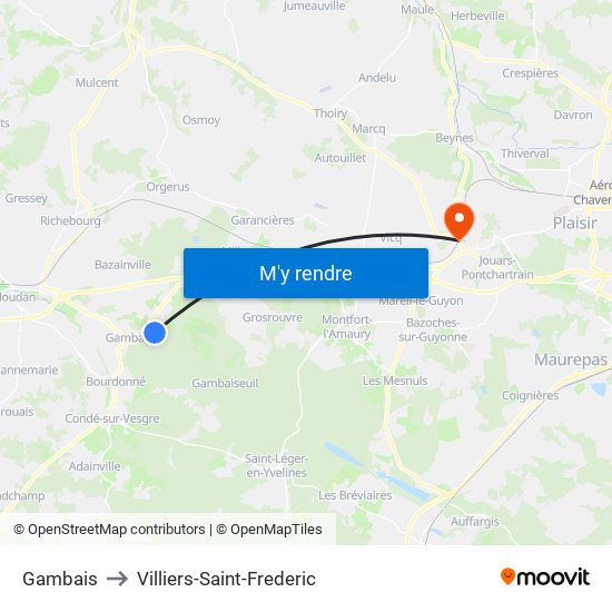 Gambais to Villiers-Saint-Frederic map