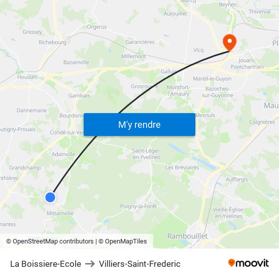 La Boissiere-Ecole to Villiers-Saint-Frederic map