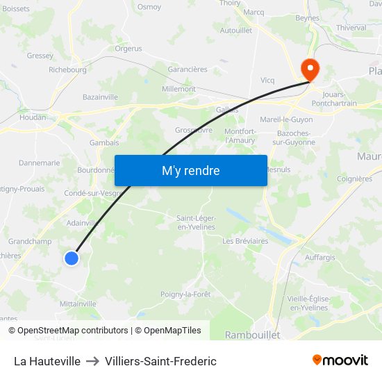 La Hauteville to Villiers-Saint-Frederic map