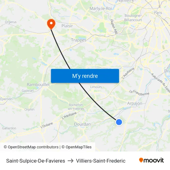 Saint-Sulpice-De-Favieres to Villiers-Saint-Frederic map