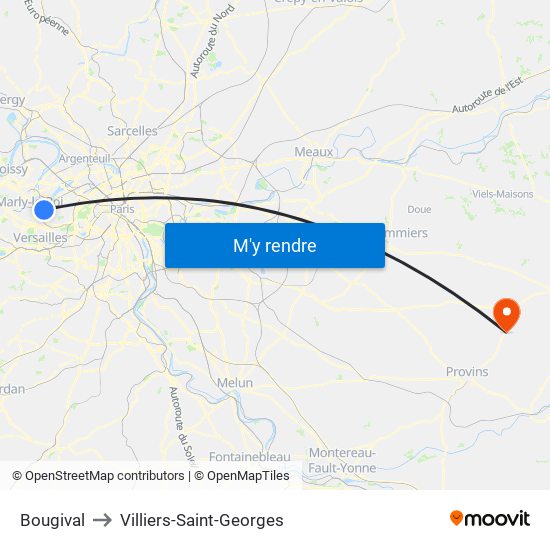 Bougival to Villiers-Saint-Georges map