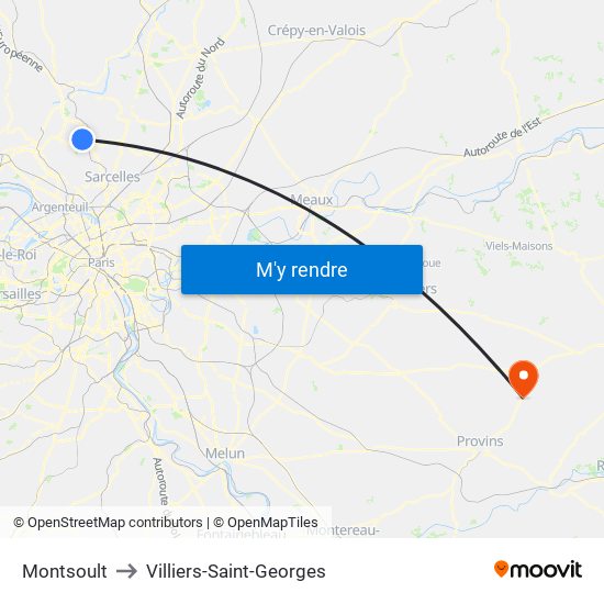 Montsoult to Villiers-Saint-Georges map
