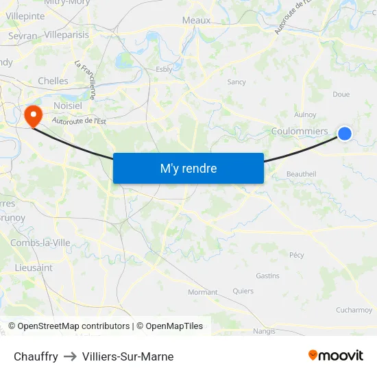 Chauffry to Villiers-Sur-Marne map