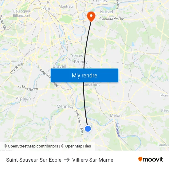 Saint-Sauveur-Sur-Ecole to Villiers-Sur-Marne map