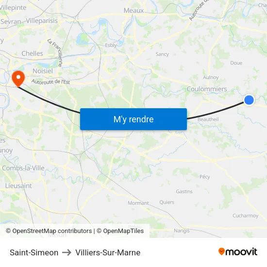 Saint-Simeon to Villiers-Sur-Marne map