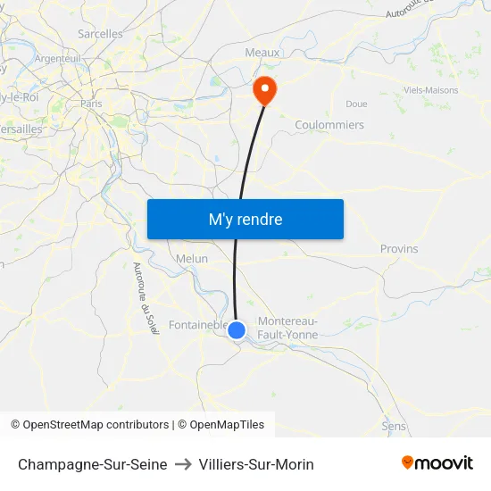 Champagne-Sur-Seine to Villiers-Sur-Morin map