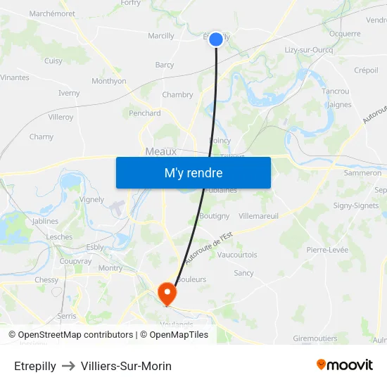 Etrepilly to Villiers-Sur-Morin map