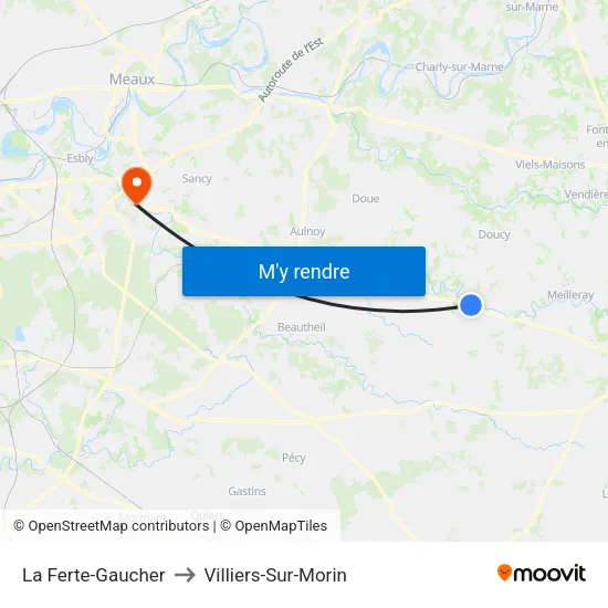 La Ferte-Gaucher to Villiers-Sur-Morin map