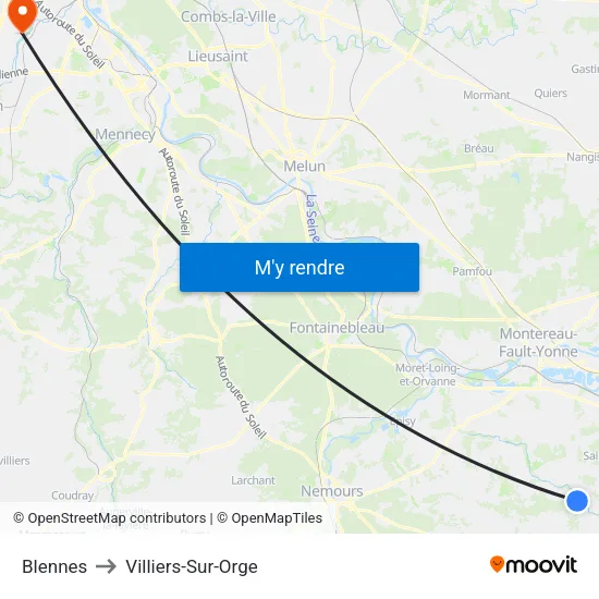 Blennes to Villiers-Sur-Orge map