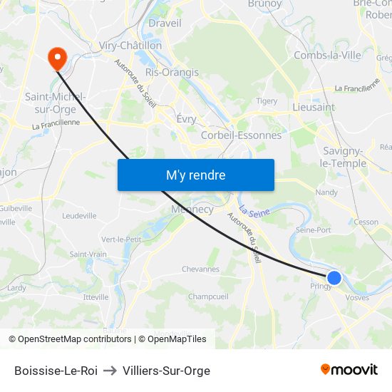 Boissise-Le-Roi to Villiers-Sur-Orge map