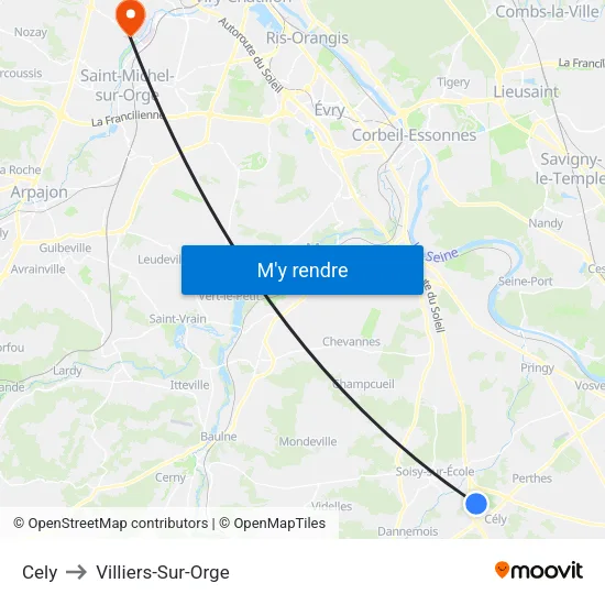 Cely to Villiers-Sur-Orge map