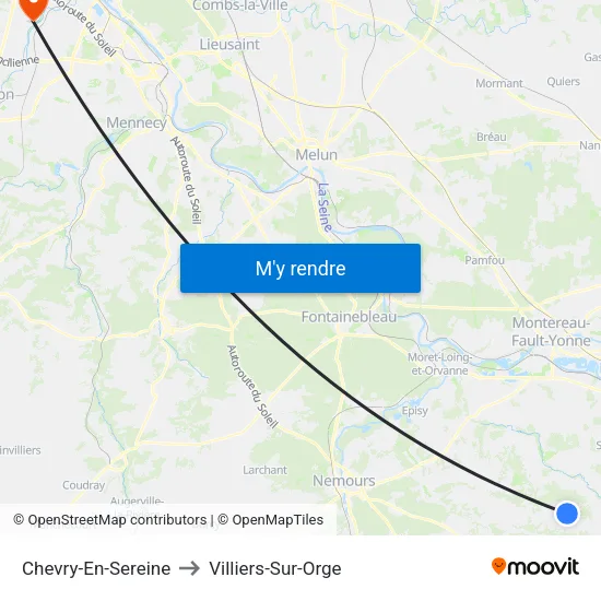 Chevry-En-Sereine to Villiers-Sur-Orge map