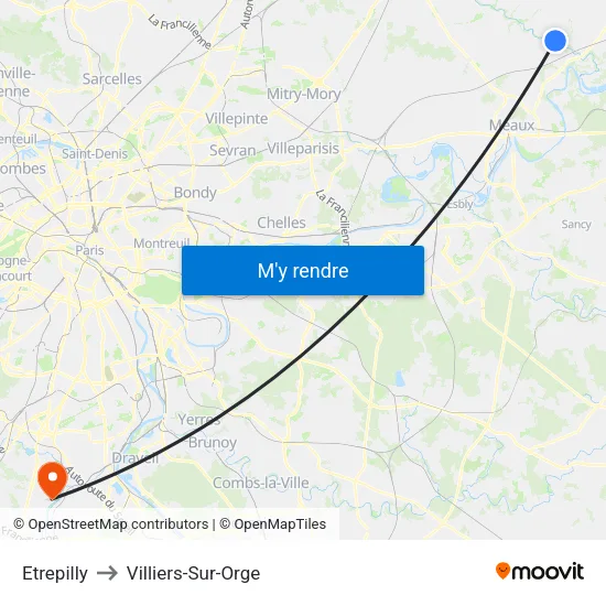 Etrepilly to Villiers-Sur-Orge map