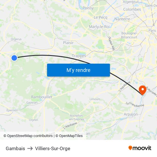 Gambais to Villiers-Sur-Orge map