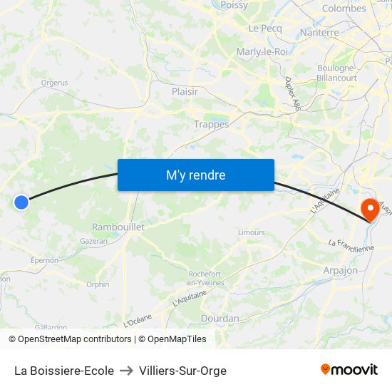 La Boissiere-Ecole to Villiers-Sur-Orge map