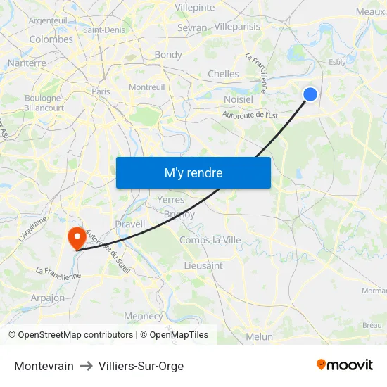 Montevrain to Villiers-Sur-Orge map