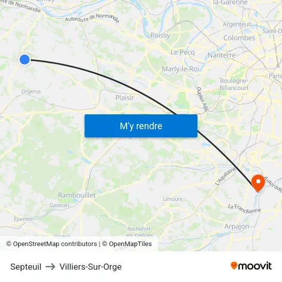 Septeuil to Villiers-Sur-Orge map